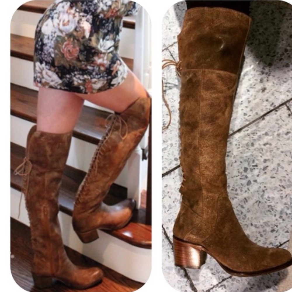 Diba True Sunset Sail Brown Leather Over the Knee Distressed Boots Size 8.5 - Picture 16 of 16